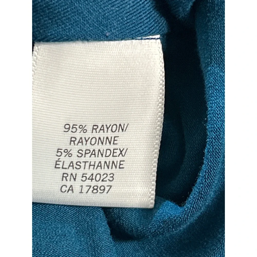 VTG Y2K Banana‎ Republic Teal Blue Geometric Print 3/4 Sleeve Ruched Top Size S